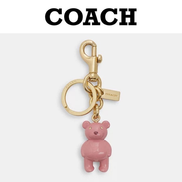NEW Coach Pink Gold Metal & Enamel Bear Purse/Bag Charm/Keychain/Key Fob - Picture 8 of 8
